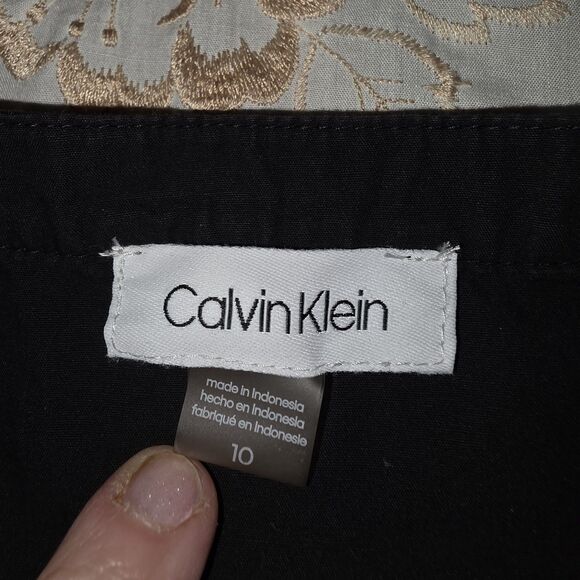 Calvin Klein Cotton Maxi Midi Dress Ruffle Hem Black SZ 10 - Picture 7 of 7